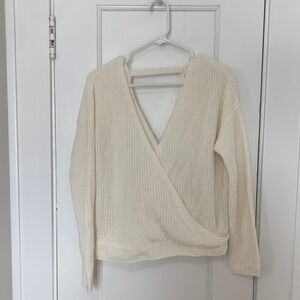 Elegant Cream Wrap Sweater